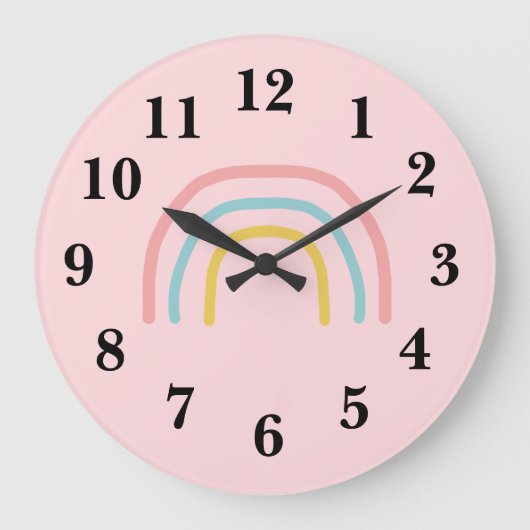 Rainbow Painting Pastel Large Clock Große Wanduhr (Vorderseite)