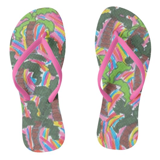 Rainbow Palm Tree Party FlipFlops Badesandalen (Fußbett)
