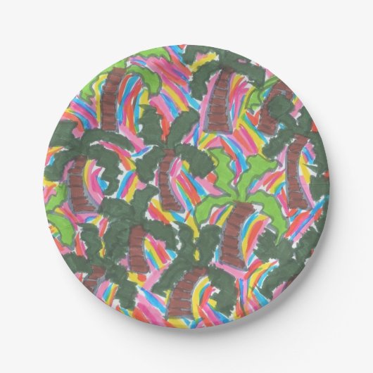 Rainbow Palm Tree Print Paper Teller (Vorderseite)