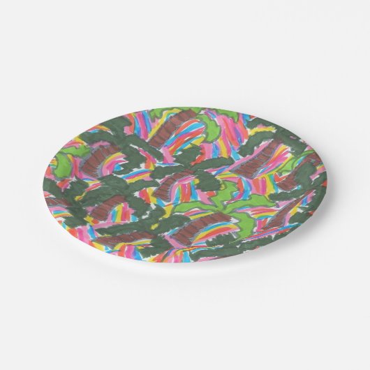 Rainbow Palm Tree Print Paper Teller (Schrägansicht)