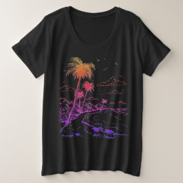 Rainbow Palm Trees and Sandpiper Beach Life T-Shir Große Größe T-Shirt