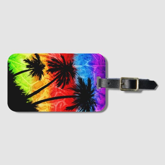 Rainbow Palm Trees Gepäckanhänger (Vorderseite (Horizontal))