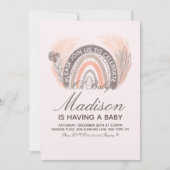 Rainbow Pampas Doodle Bohemisch Baby Dusche Einladung (Vorderseite)