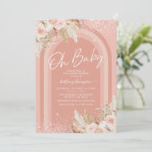 Rainbow Pampas Grass Girl Kinderdusche Einladung (Stehend Vorderseite)