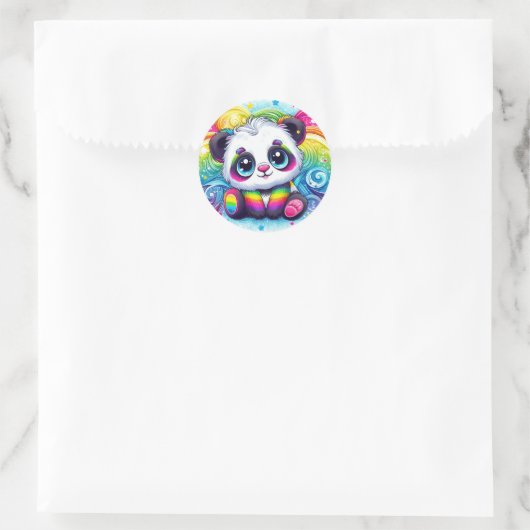 Rainbow-Panda-Aufkleber Runder Aufkleber (Tasche)