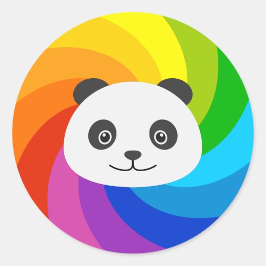Rainbow Panda Runder Aufkleber (Vorderseite)