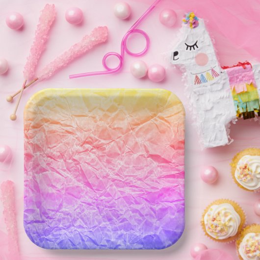 Rainbow-Papier Pappteller (Party)