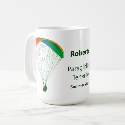 Rainbow Paraglider Grafik-Souvenir mit Ihrem Text Kaffeetasse (Vorderseite Links)