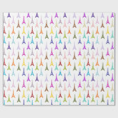 Rainbow Paris Eiffel Tower Muster Geschenkpapier (Flach)