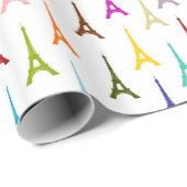 Rainbow Paris Eiffel Tower Muster Geschenkpapier (Rolleneckpunkt)