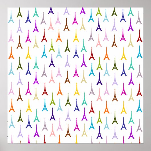 Rainbow Paris Eiffel Tower Muster Poster (Vorne)