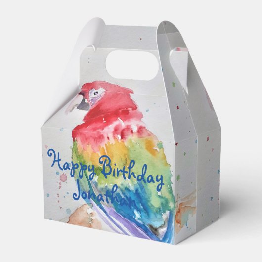 Rainbow Parrot Bird Child Birthday Cake Fevor Box Geschenkschachtel (Vorderseite)