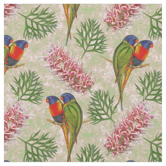 Rainbow Parrot Floral Stoff (Nahaufnahme)