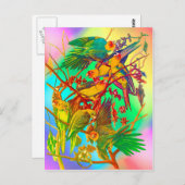 Rainbow Parrot Parade Postkarte (Vorne/Hinten)