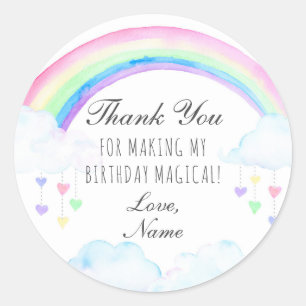 Rainbow Party Aufkleber, Regenbogen Danke Stickers