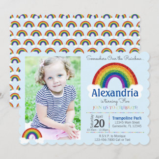 Rainbow Party Einladung mit Foto Rainbow Invite