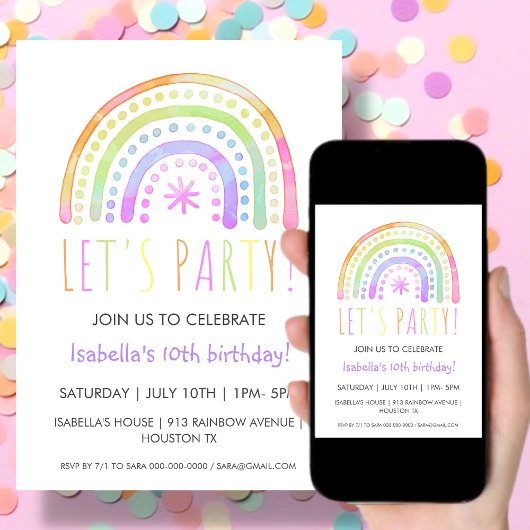 Rainbow Party | Einladung zum Geburtstag