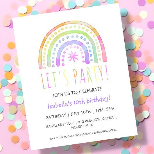 Rainbow Party | Einladung zum Geburtstag