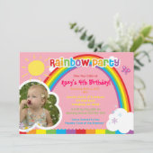 Rainbow Party Foto Einladungen für Mädchen (Stehend Vorderseite)