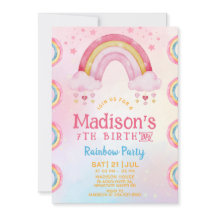 Rainbow Party Geburtstag Einladung