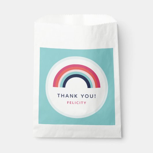 Rainbow Party Personalisiert Name Age Rosa Blau Geschenktütchen (Vorderseite)