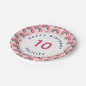 Rainbow Party Personalisiert Name Age Rosa Blau Pappteller (Schrägansicht)