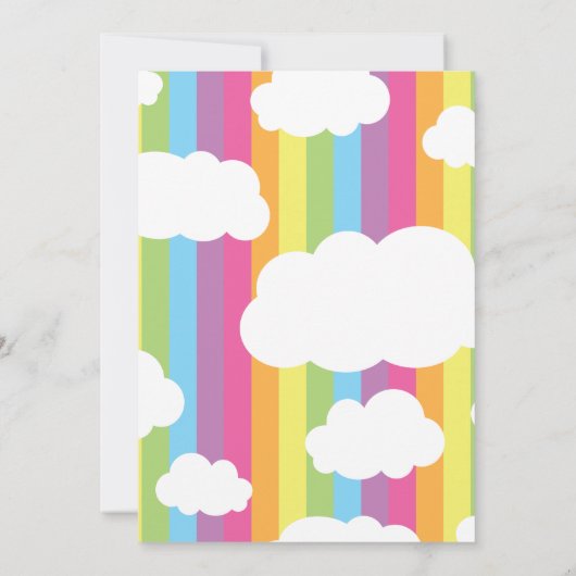 Rainbow Pastel Baby Shower Clouds Einladung (Rückseite)