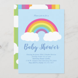 Rainbow Pastel Baby Shower Clouds Einladung