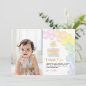 Rainbow Pastel Balloon Geburtstag Vielen Dank Dankeskarte (Stehend Vorderseite)