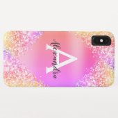 Rainbow Pastel Bling Luxus Glitzer Monogram Case-Mate iPhone Hülle (Rückseite (Horizontal))