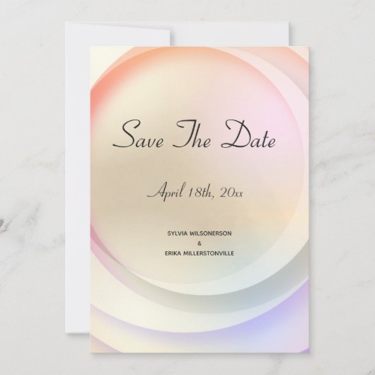 Rainbow Pastel Circular Wedding Save The Date (Vorderseite)