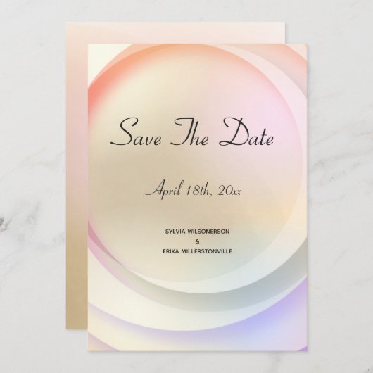 Rainbow Pastel Circular Wedding Save The Date (Vorne/Hinten)