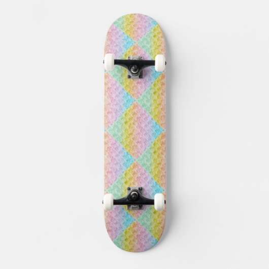 Rainbow Pastel Colors Diamond Pattern Skateboard (Vorderseite)