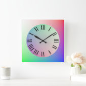 Rainbow Pastel Colors, römische Stundmarkierungen Quadratische Wanduhr (Zuhause)