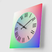Rainbow Pastel Colors, römische Stundmarkierungen Quadratische Wanduhr (Winkel)