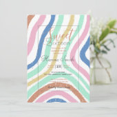 Rainbow Pastel Colors Wavy Brushstrikes Einladung (Stehend Vorderseite)