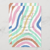 Rainbow Pastel Colors Wavy Brushstrikes Einladung (Vorne/Hinten)