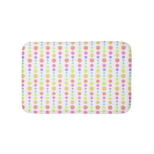 Rainbow Pastel Dots Muster Badematte (Vorderseite)
