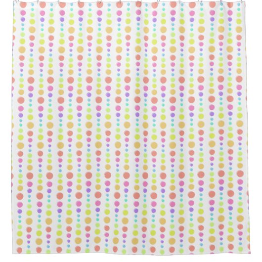 Rainbow Pastel Dots Muster Duschvorhang (Vorderseite)