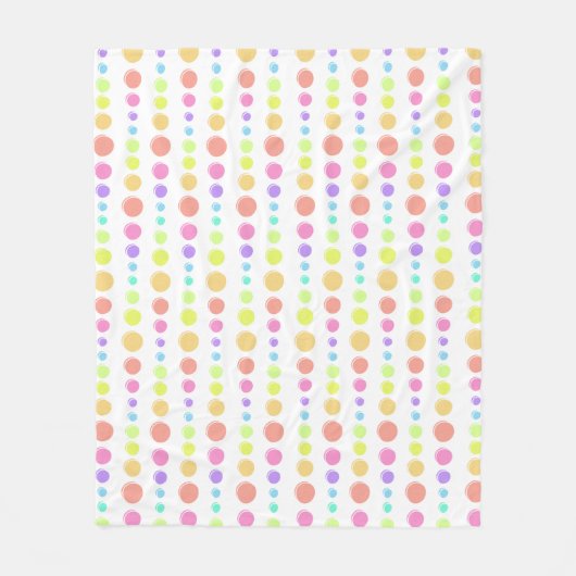 Rainbow Pastel Dots Muster Fleecedecke (Vorderseite)