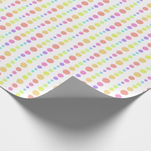 Rainbow Pastel Dots Muster Geschenkpapier (Ecke)