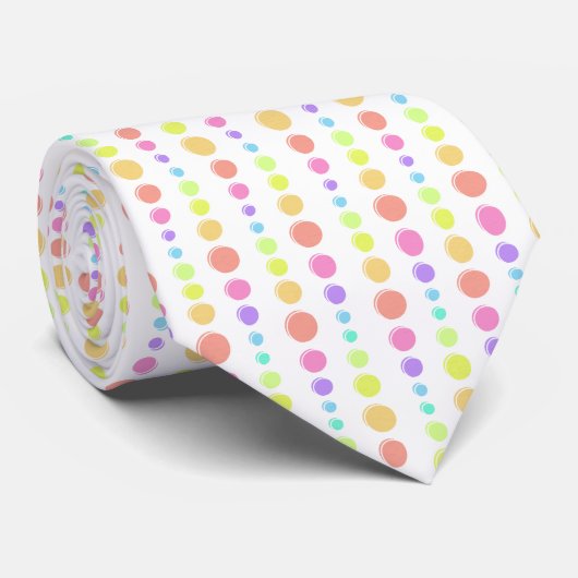 Rainbow Pastel Dots Muster Krawatte (Gerollt)