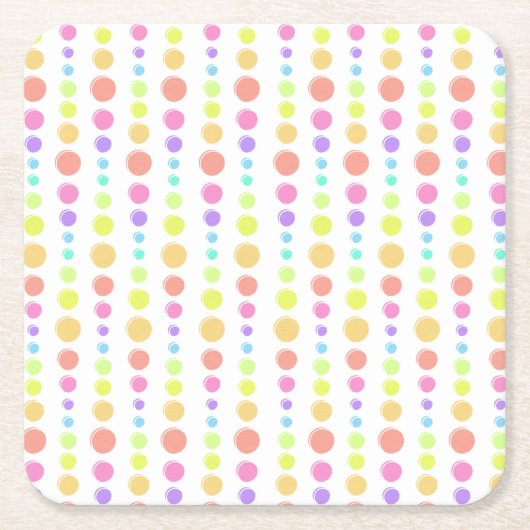 Rainbow Pastel Dots Muster Rechteckiger Pappuntersetzer (Vorderseite)