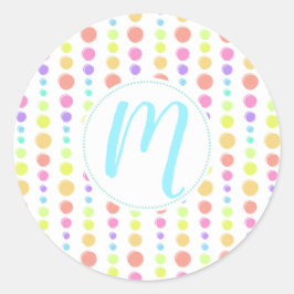 Rainbow Pastel Dots Muster Runder Aufkleber