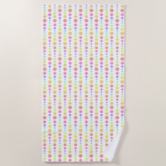 Rainbow Pastel Dots Muster Strandtuch (Vorderseite)
