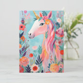 Rainbow Pastel Dream Unicorn Einladung (Stehend Vorderseite)