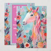Rainbow Pastel Dream Unicorn Einladung (Vorne/Hinten)