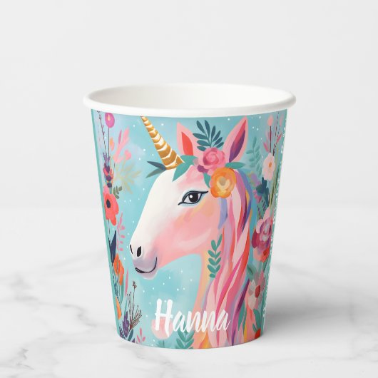 Rainbow Pastel Dream Unicorn Pappbecher (Rückseite)