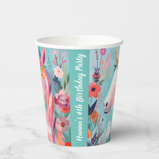 Rainbow Pastel Dream Unicorn Pappbecher (Links)