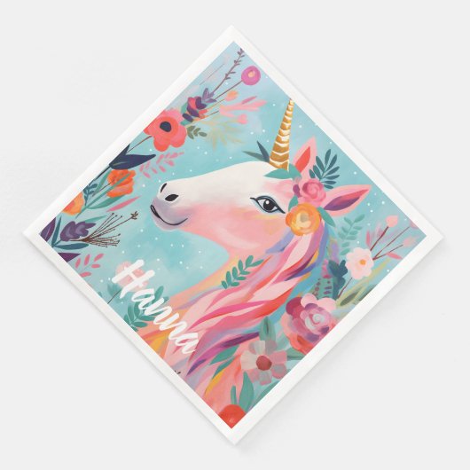 Rainbow Pastel Dream Unicorn Serviette (Ecke)